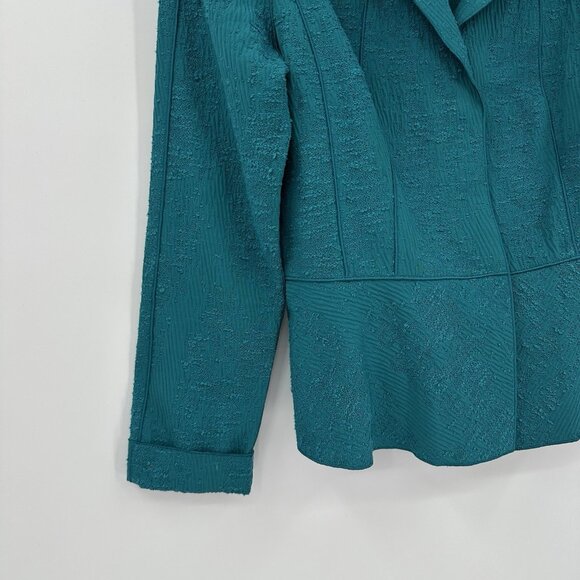 LAFAYETTE 148 jacket blazer teal 6 small cotton career business textured - Picture 5 of 10